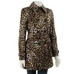 MICHAEL Michael Kors Womens Leopard Print Trench Coat  Overstock