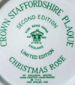 CROWN STAFFORDSHIRE china CHRISTMAS ROSE plate 1973  