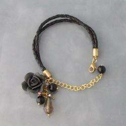   Red Rose Clay Real Leather Bracelet (Thailand)  Overstock