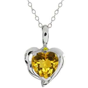  1.58 Ct Heart Shape Yellow Citrine Canary Diamond 10K 