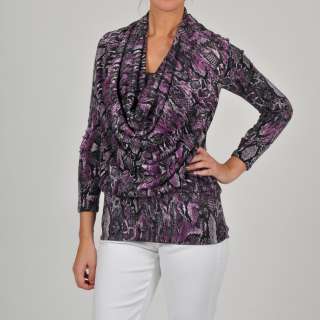 AnnaLee and Hope Womens Snakeskin Cowl Neck Top  