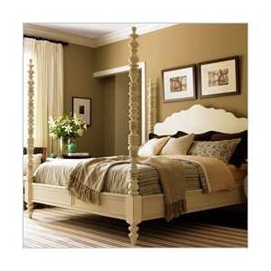   Carved Poster Bed in Shell White Finish 