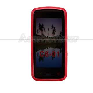 Red TPU Gel skin silicone cases cover for Nokia C6 01  