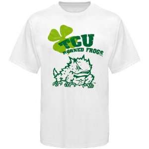  Texas Christian Horned Frogs (TCU) White Shamrock Mascot T 