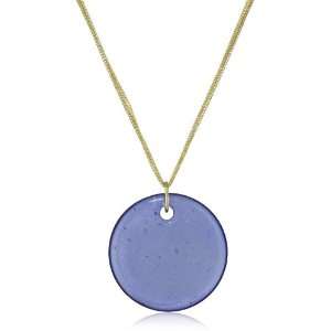   New York Modern Sea Blue Glass Circle Pendant Long Necklace: Jewelry