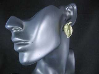 Gold Tone Miao Silver Leaf Stud Earrings Jewelry T104  