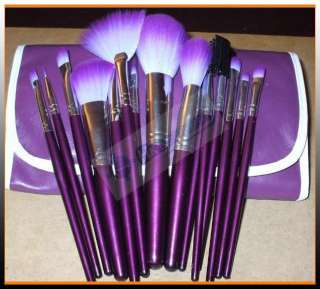 16Pcs Pro Cosmetic Makeup Brush Set +Case Purple B16  