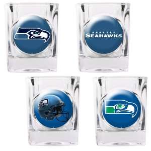  Sports NFL SEAHAWKS 4pc Square Shot Glass Set (Individual 