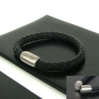 Mens Genuine Leather Braided Wristband Woven Bracelet  