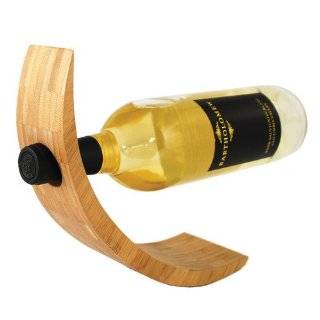 Gravity Defying Wine Bottle Stand   Wood, Single Bottle Holder:  