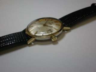   SCRATCHING REPLACEMENT BLACK LIZARD GRAIN LEATHER BAND OMEGA CROWN