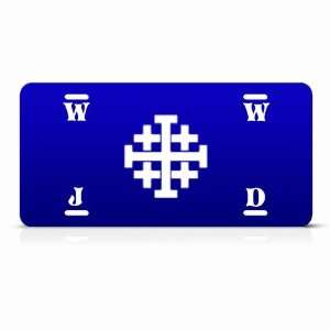 Jerusalem Cross What Would Jesus Do Religious Metal License Plate Wall 