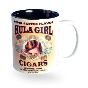 Hula Girl Mug Black, 11 oz mug, size 3.7 H x 3.2 OD.  