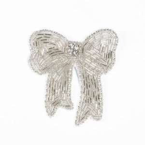  Beaded Bow Brooch Cream/White By The Each Arts, Crafts 
