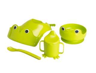 IKEA 4 piece dinnerware set green frog bowl bib cup spoon infants NIP 