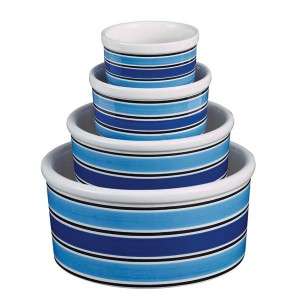 Pet Studio Ceramic Dish Dog Bowl Large 7 Blue Stripe  