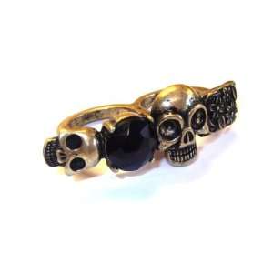   : Sour Cherry Silver plated base Quirky Skeleton Double Ring: Jewelry