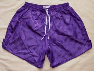 Purple Checker Nylon Soccer Shorts   Mens Large *NEW*  