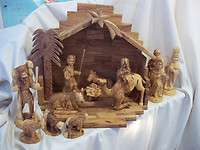 Collectible carved Olive wood Nativity set 14pc.  