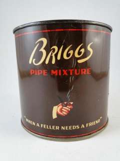 Vintage Briggs Pipe Mixture Advertising Tobacco Tin Can Box P 