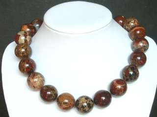 Necklace Red Breciated Jasper Huge 22mm Round Beads  