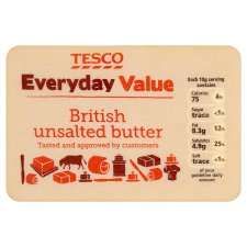 Tesco Everyday Value Unsalted Butter 250G   Groceries   Tesco 