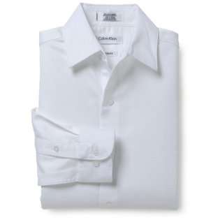 Calvin Klein Boys 8 20 Sateen Hanging Dress Shirt,White,8 