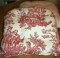 French Country Chair Cushion Country Life Toile Red  