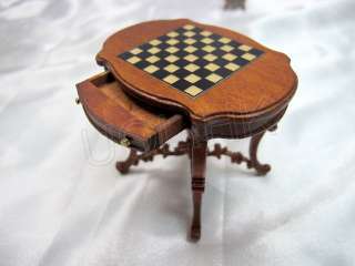 High End Doll House 1Scale Walnut Parlor Chess Table  FREE SHIPPING 