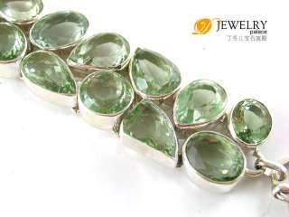 INCREDIBLE 180ct Green Amethyst Bracelet 925. Silver  