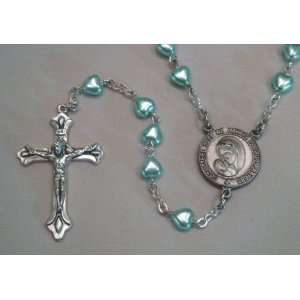  Godmother Blue Faux Pearl Heart Rosary 