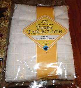 BRAND NEW WHITE TERRY TABLECLOTH 100% COTTON 60x84 OBLONG  