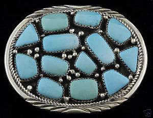 Johnson  Navajo Silver & Turquoise Belt Buckle  