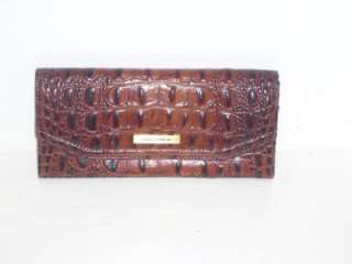 BRAHMIN Auth Pecan Brown Croco Embossed Leather Wallet! New Without 