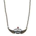  Hermosa Goldtone Created Stone Winged Crown Necklace