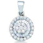 Showman Jewels 14k White Gold Round & Baguette Diamond Cluster Pendant 