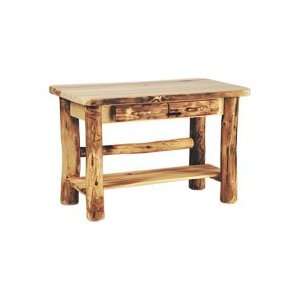  Log Table, Rustic Sofa Table with Two Drawers, 4