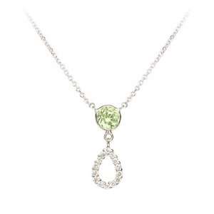   Gold Penelope Pear Peridot and Diamond (15pts) 14k White Gold Necklace