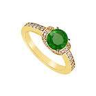 FineJewelryVault Emerald and Diamond Engagement Ring : 14K Yellow Gold 