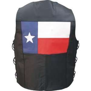  Mens Texas Flag Leather Motorcycle Vest w/ Side Laces 