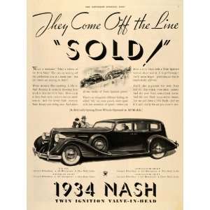  1934 Ad Nash Automobiles Twin Ignition Sixes Eights NRA 