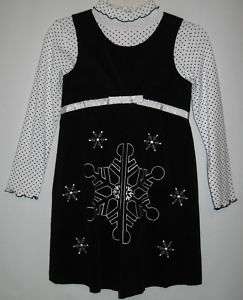 Girls Christmas Jumper Dress size 6 6X Snowflakes NEW  