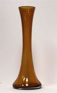 Amber Art Glass Vase Poland Polish Mouth Blown Modern   