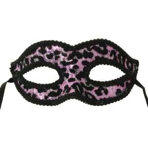   Petite Costume Mardi Gras Mask Pink/Black Leopard Print Toys & Games