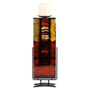  Sedona Sunset Tall Rectangular Fused Glass Candle Holder 