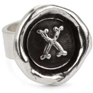  Pyrrha Wax Seals Sterling Silver Initial X Ring, Size 7 