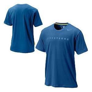  LIVESTRONG Nike Mens Lance Blue logo shirt: Sports 