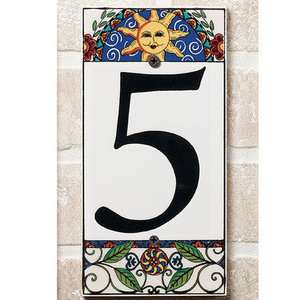 Ceramic Tile House Numbers Number 5 Sun Design  