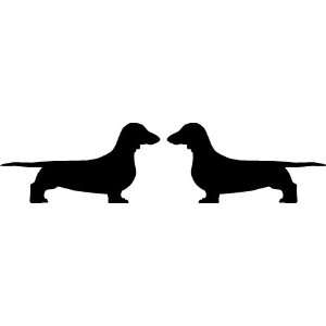  Two opposing silhouettes of a SMOOTH COATED DACHSHUND 