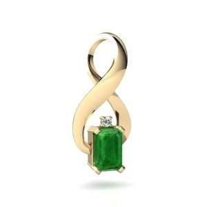    14K Yellow Gold Emerald cut Genuine Emerald Pendant: Jewelry